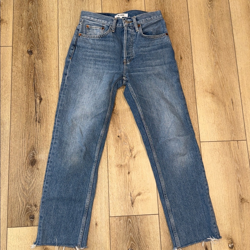 Re/done High Rise Stove Pipe Jeans